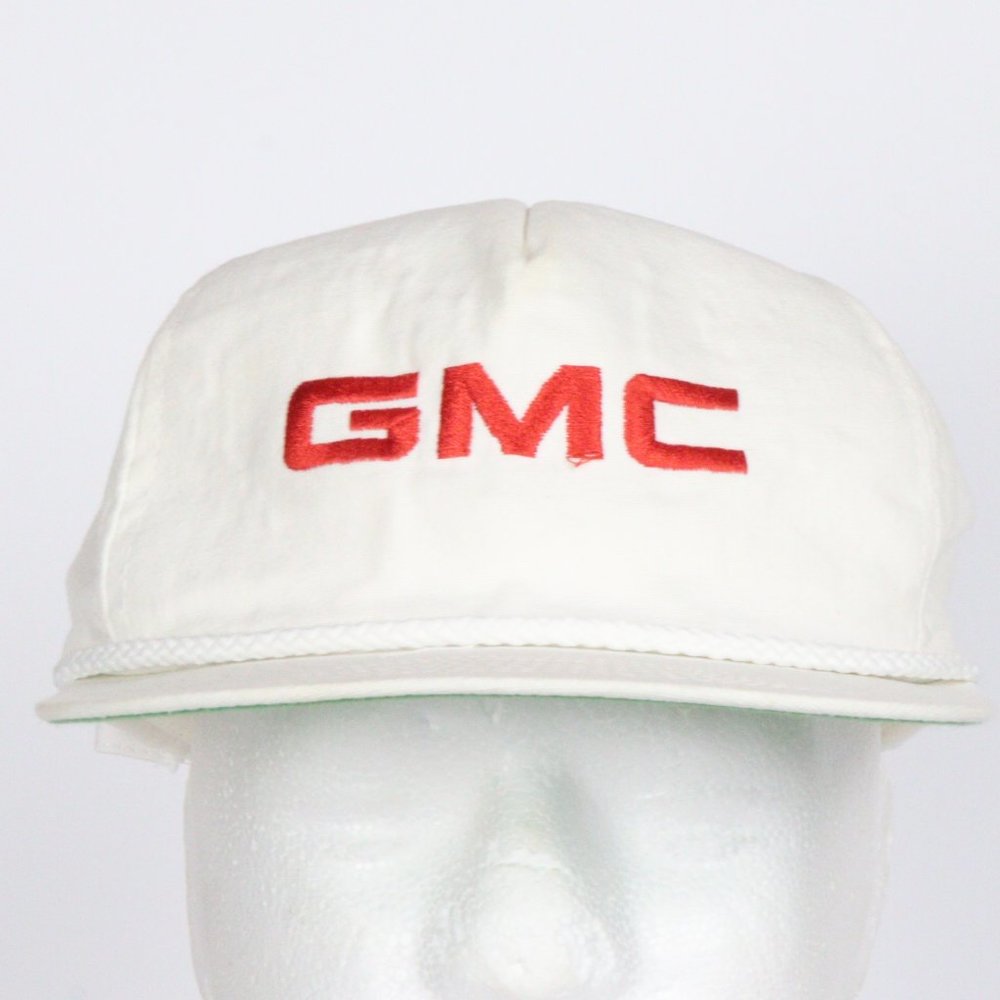 Vintage 80s 90s GMC Trucks Hat White Red Floppy Adjustable